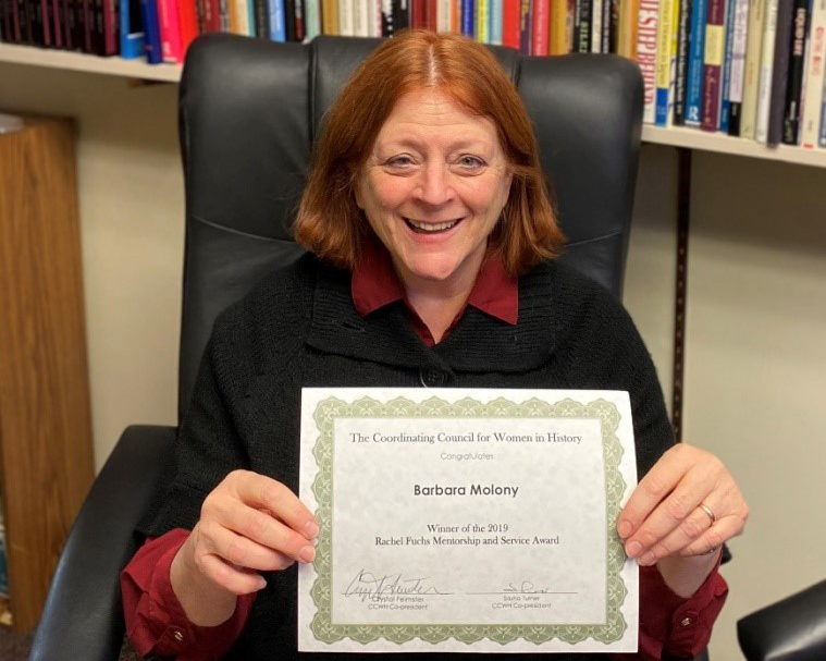 Barbara Molony received the 2020 “Rachel Fuchs Memorial Award for Excellence in Mentorship and Service to Women/LGBTQ in the Profession”
