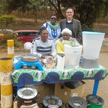 Teresia Hinga, Fr. O'Brien and two entrepreneurs in Kenya