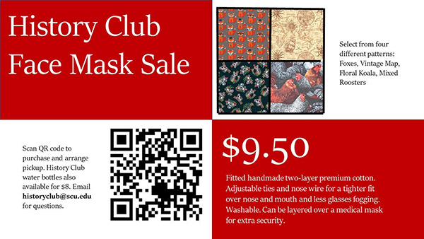 History club face mask sale $9.50 each
